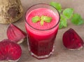 Beetroot juice in glass and beetroot vegetables Royalty Free Stock Photo