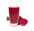 Beetroot juice healthy drink. Whole red fresh beetroot half. Vegetarian food concept.