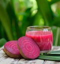 Beetroot juice,Healthy drink on wood Royalty Free Stock Photo