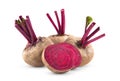 Beetroot with leaves on white background Royalty Free Stock Photo