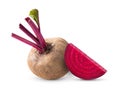Beetroot with leaves on white background Royalty Free Stock Photo