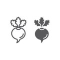 Beetroot line and glyph icon, beet and vegetable, vitamin sign, vector graphics, a linear pattern on a white backgrond.