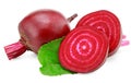 Beetroot with pieces of beetroot and green leaf isolated on white background. clipping path Royalty Free Stock Photo