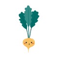 Beetroot, radish with kawaii face illustration