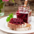 Beetroot Relish Preserves on Rye Toast