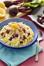 Beetroot risotto smoked mackarel Royalty Free Stock Photo