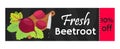 Beetroot sale - organic, vegetarian nutrition. Fresh garden product. Flat style