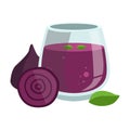 Beetroot Smoothie, Non-Alcoholic Fresh Cocktail In A Glass And The Ingredients For It Vector Illustration