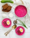 Beetroot soup. Holodnik. Cold summer vegetarian dish