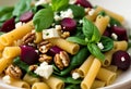 Beetroot, Spinach, and Feta Pasta Delight with a Crunch of Walnuts Royalty Free Stock Photo