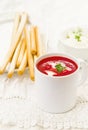 Beetroot and tomato creamy diet soup