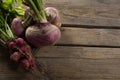 Beetroot and turnip on wooden table Royalty Free Stock Photo