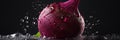 beetroot with water drops on black background, panoramic shot