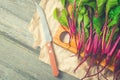 Beetroots on cutting board