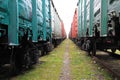 Beetween two freight trains Royalty Free Stock Photo