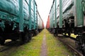 Beetween two freight trains Royalty Free Stock Photo