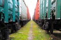 Beetween two freight trains Royalty Free Stock Photo