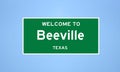 Beeville, Texas city limit sign. Town sign from the USA.