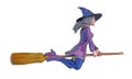 Befana with flying on broom Royalty Free Stock Photo