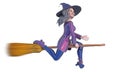 Befana with side flying on broom Royalty Free Stock Photo
