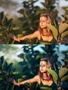 Befor and after retouching collage