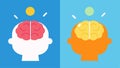A beforeandafter illustration of a persons brain with the before showing a dull and tired brain and the after showing a Royalty Free Stock Photo