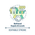 Befriend expats and locals concept icon Royalty Free Stock Photo