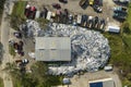 Beg pile of scrap aluminum metal siding from ruined houses after hurricane Ian swept through Florida. Recycle of broken Royalty Free Stock Photo