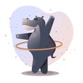 Hippopotamus spins a hula hoop Royalty Free Stock Photo