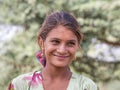 Beggar indian girl in Pushkar, India