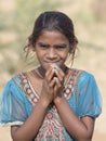 Beggar indian girl in Pushkar, India