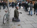 Beggar on street of Dresden, Germany