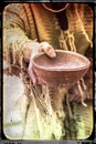 Beggar wooden cup aged picture