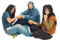 Beggars fight for food Royalty Free Stock Photo