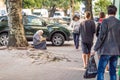 Beggars in the street in everyday life