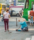 Beggars in the street in everyday life