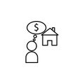 beggary, need, poor icon. Element of social problem and refugees icon. Thin line icon for website design and development, app Royalty Free Stock Photo