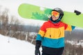 Begginer snowboarder attending ski school Royalty Free Stock Photo