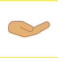 Begging hand gesture color icon