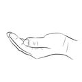 Begging hand on white of vector illustrations