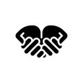 Begging hands black glyph icon