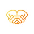 Begging hands pixel perfect gradient linear vector icon