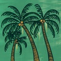 Begin by sketching out the basic composition of your scene. This includes the palm trees, the beach, and the ocean. You can use a