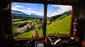 Begin your journey and discover switzerland with famous traditional swiss railway train wander thru majestic alpine scenery Royalty Free Stock Photo