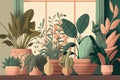 A beginners guide to spring houseplant preparation, created with Generative AI technology Royalty Free Stock Photo