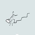 Beginning or career idea. Hand drawn. Man walking the stairs. Royalty Free Stock Photo