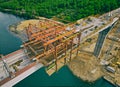 Construction site of the bridge over the sea bay