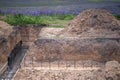 The beginning of the construction of the house with the preparation of the pouring of the concrete foundation