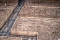 The beginning of the construction of the house with the preparation of the pouring of the concrete foundation