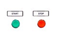 Simple round buttons green start beside red stop button Royalty Free Stock Photo